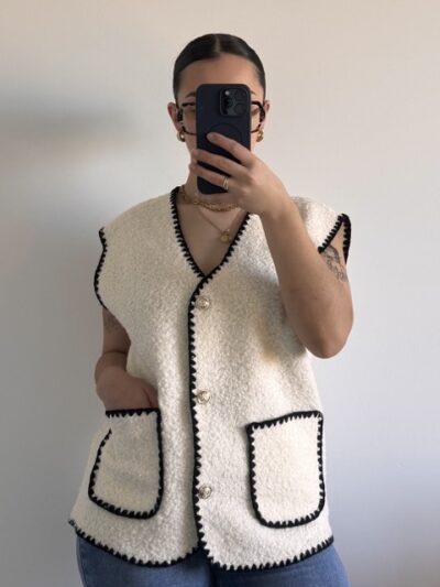 Gilet effet boucle Blanc