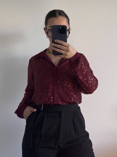 Chemise sequins Bordeaux